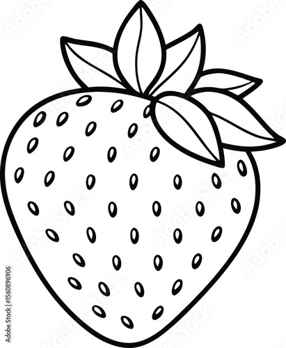 Fresh red strawberry with green leaf crown and tiny seeds isolated on white background isolated on transparent background