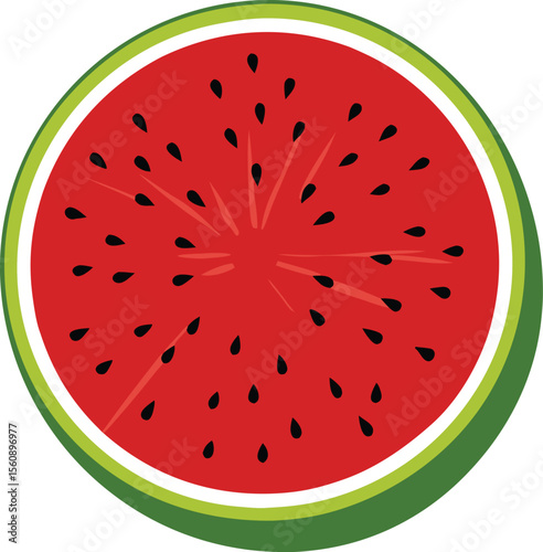 Top view of a juicy sliced watermelon with black seeds isolated on white background isolated on transparent background