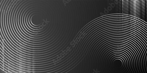 Geometric pattern black technology background with circles