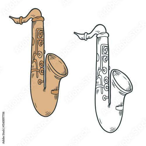 saxophone vector illustrations. drawing. colour. easy to edit