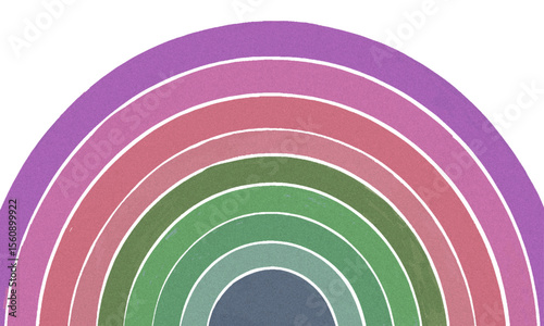  rainbow colored arc with a textured crayon style on a white background in a colorful circle sky design.