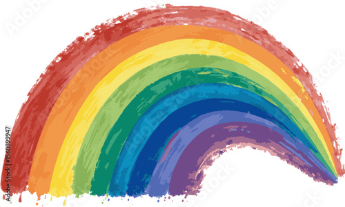  rainbow with red orange yellow green blue indigo and violet colors on a white background.
