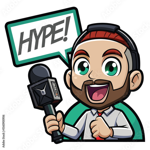 Hype Man Cartoon Illustration Energetic Announcer Character Design
