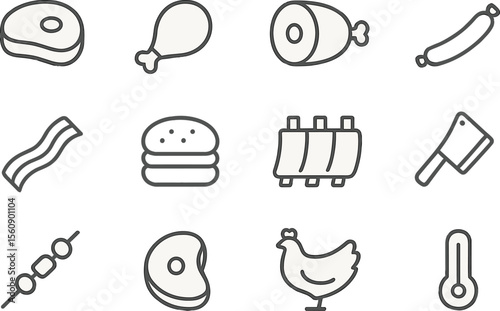 Variety of Japanese foods displayed in a simple line art style with popular dishes represented in a creative arrangement