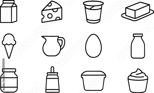 Line art representations of various drink containers including cups, glasses, and bottles for beverage design