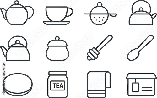 Variety of fresh fruits represented in simple line drawings showcasing different shapes and sizes
