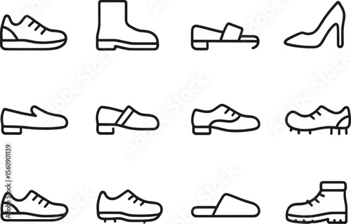 Different types of footwear displayed in a neat and organized manner for easy comparison and selection