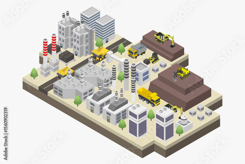 Gold mining industry isometric