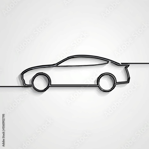 Car Outline on White Background

