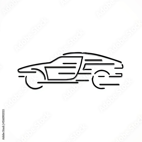 Sleek car outline represents a modern vehicle design in minimalist art style.
