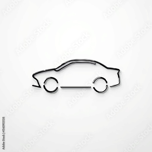 Sleek car outline represents a modern vehicle design in minimalist art style.
