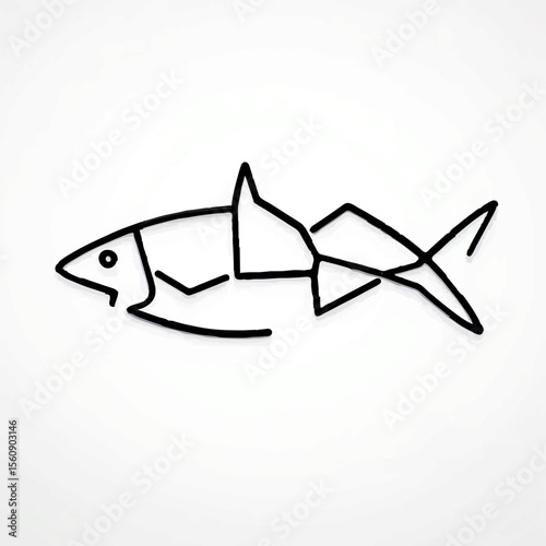 Abstract fish outline crafted with geometric lines creates a modern design element.
