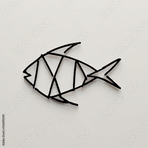 Abstract fish outline crafted with geometric lines creates a modern design element.
