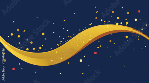 Elegant golden glitter wave design with sparks and festive celebration elements