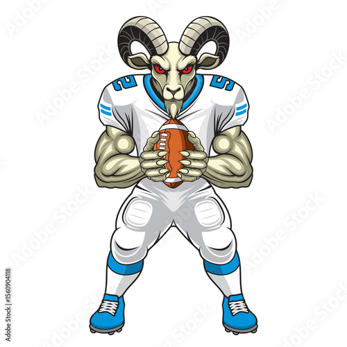 american football mascot goat vector illustration rugby goat design