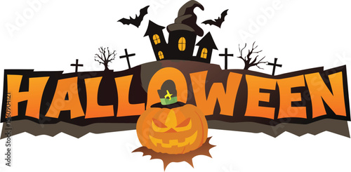 halloween background with pumpkin and bats
