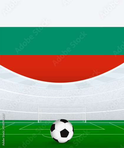 Bulgaria National Football Theme, Stadium and Soccer Ball. Soccer Match Concept in Bulgaria.