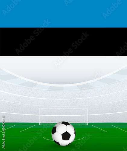 Estonia National Football Theme, Stadium and Soccer Ball. Soccer Match Concept in Estonia.