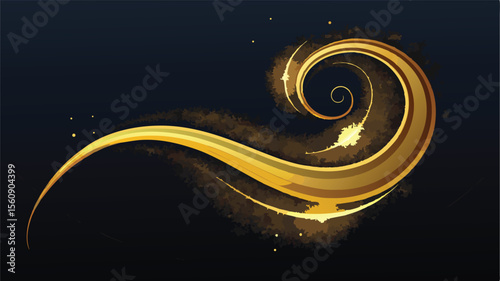 Elegant swirling golden shimmer trails in a beautiful abstract artistic design element