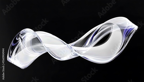 3d abstract liquid glass clear wave line render. Flying glossy design element. Abstract geometric background.