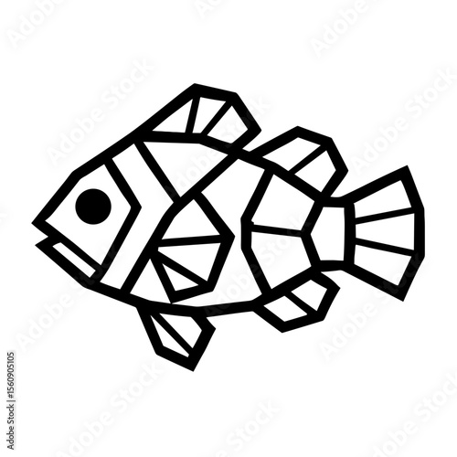 A geometric representation of a clownfish showcases a unique blend of artistry and marine life. this illustration captures the essence of the ocean's biodiversity.