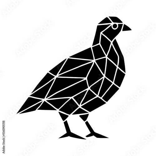 A Geometric Silhouette of a Partridge: A striking geometric illustration of a partridge. This contemporary design showcases a polygonal silhouette of a bird. vector illustration