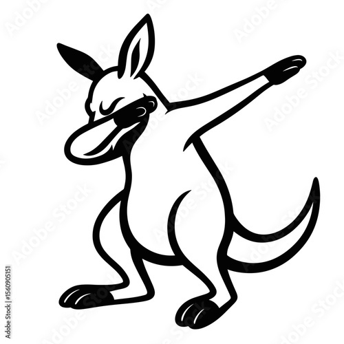 A quirky cartoon kangaroo performs the trendy 'dab' gesture. Its dynamic pose, captures a unique moment. vector illustration