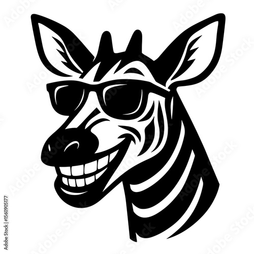 A cool zebra with sunglasses strikes a confident pose, a perfect emblem of individuality, charisma and a zest for life. vector illustration