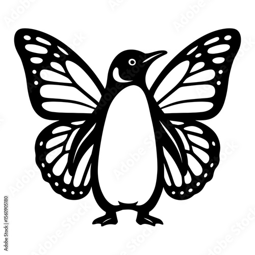 A unique artwork that blends the characteristics of a penguin and butterfly. The image portrays a whimsical fusion. vector illustration