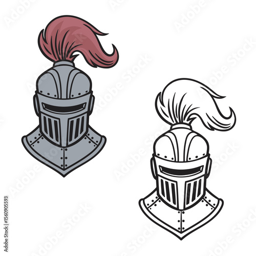 knights helmet vector illustration. Drawing. Outline. Easy to edit. 