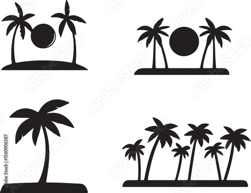 set of tropical palms