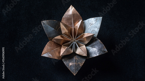 Metallic Origami Flower on Velvet