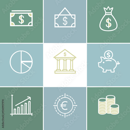  Minimalist Financial & Banking Line Icons Set
