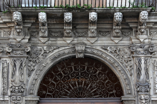 Detail of a baroque balcony in Catania, Sicily, Italy