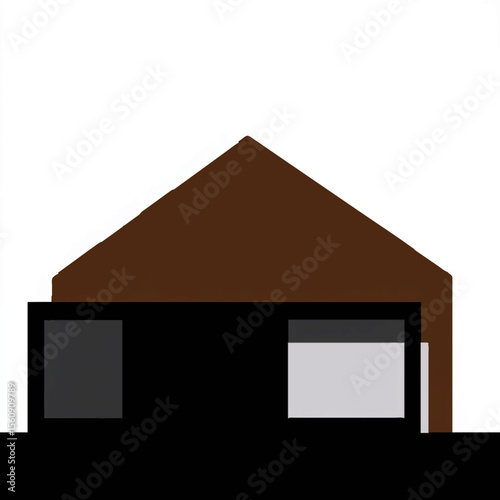 Abstract Geometric House Shape with Chimney

