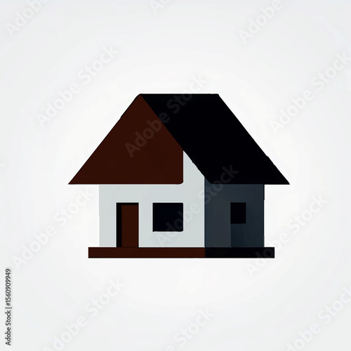 Abstract Geometric House Shape with Chimney

