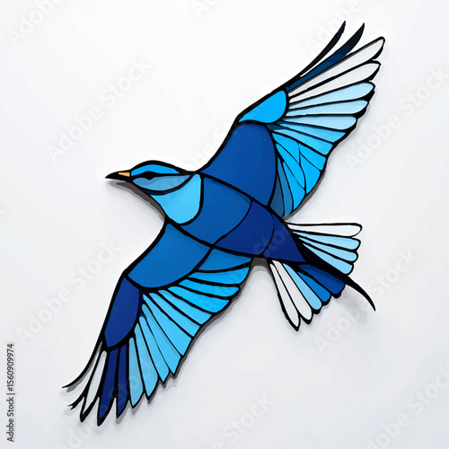 Blue Roller Bird Flies with Open Wings

