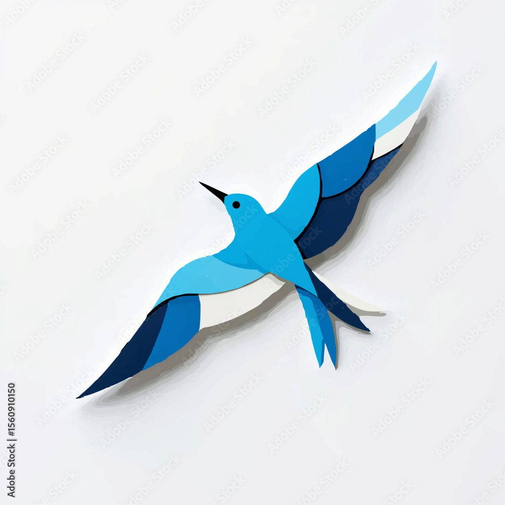 Obraz premium Blue Roller Bird Flies with Open Wings