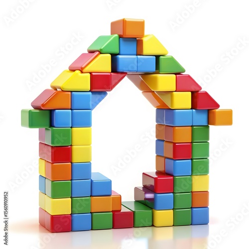 Colorful Building Blocks House Structure