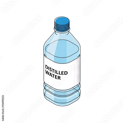 Bottle of distilled water for medical or lab use.