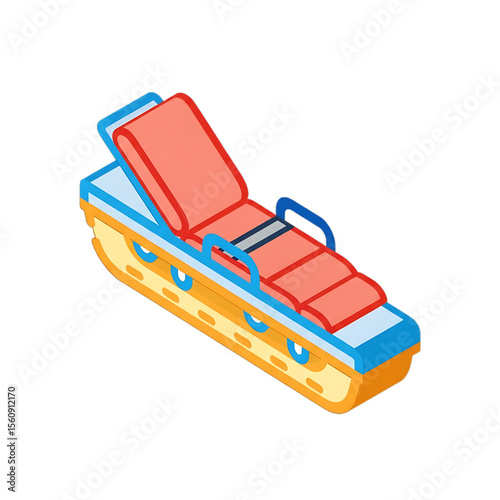 Bright colored patient stretcher for emergency.