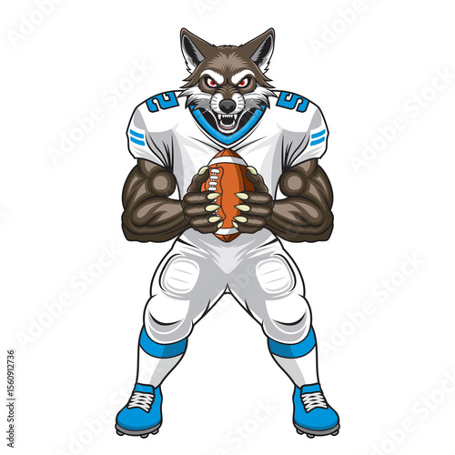 american football mascot jackal vector illustration rugby jackal design