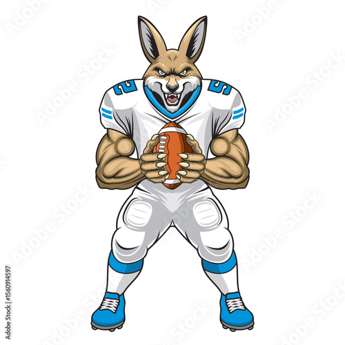 american football mascot kangaroo vector illustration rugby kangaroo design