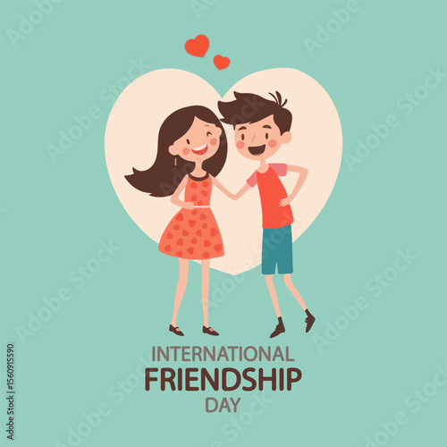 Friendship international day girl boy, vector art illustration.