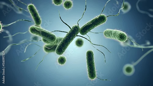 Microscopic Animation of Bacteria Cells with Flagella in a Fluid Environment