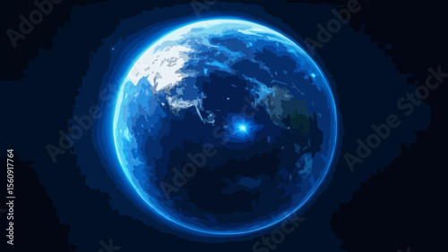 Blue planet with water