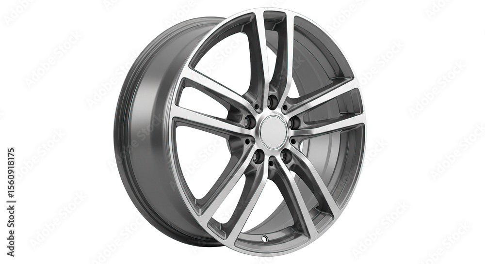 A modern car wheel rim with a stylish two-tone design, perfect for a high-performance vehicle. A modern car wheel rim with a stylish two-tone design, perfect for a high-performance vehicle.