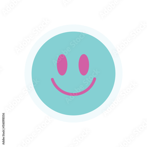 Cute smile emoji sticker. Fun expression in a retro aesthetic. Modern element of 90s design, abstract shape, y2k vibe. Ideal for decoration, playful graphic collection, or trendy streetwear.