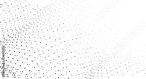 Abstract background of scattered black dots of varying sizes on a white background