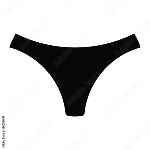 Women's thong panties silhouette vector icon. Female underwear, bikini-style lingerie, sexy fashion garment isolated illustration.